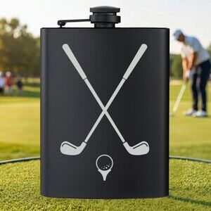 Personalized Golf Clubs Sports Black Flask | Golf | Sport